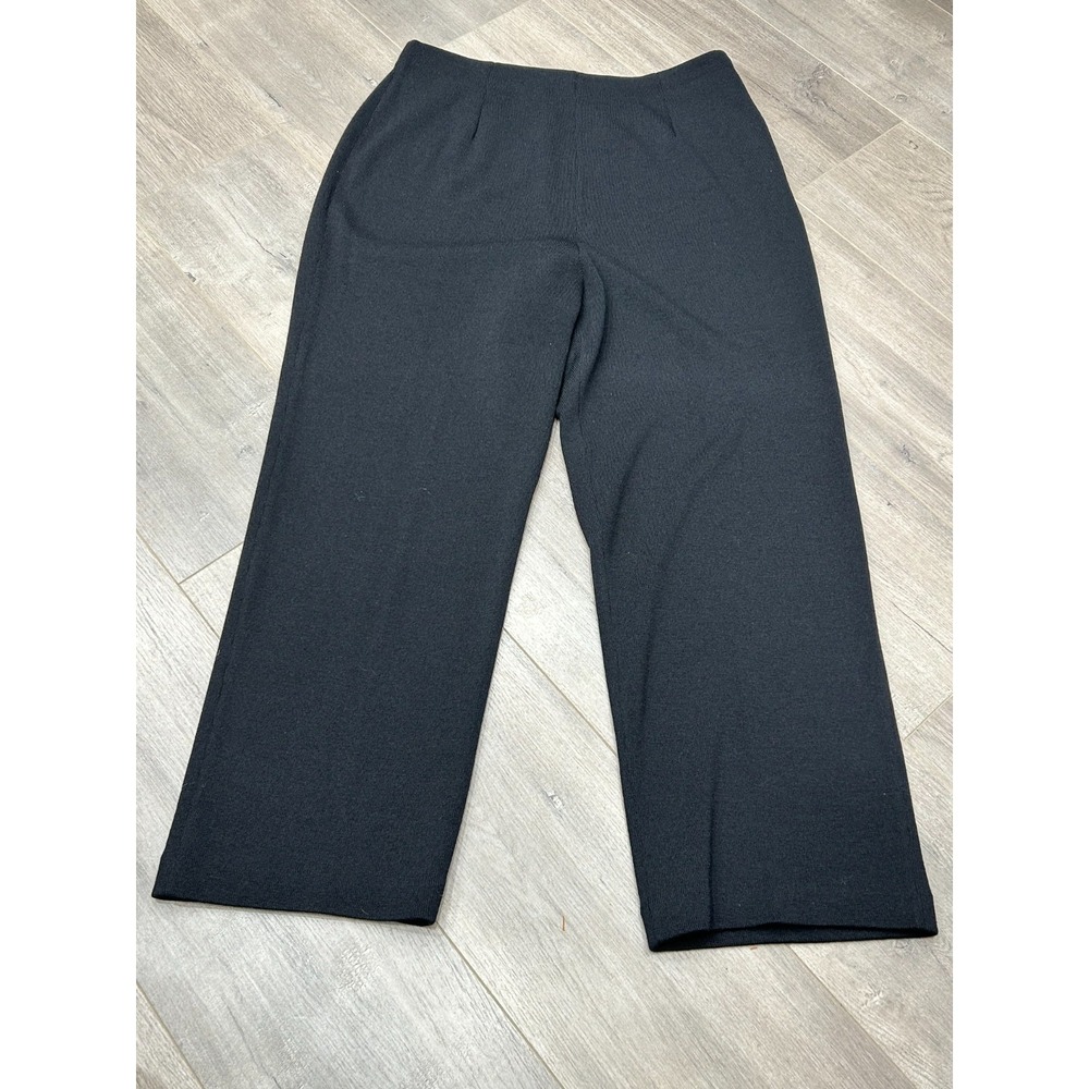 St. John Collection Santana Knit Pants‎ Womens 14 Black Wide Leg Quiet Luxury